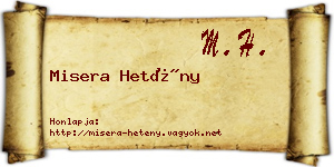 Misera Hetény névjegykártya